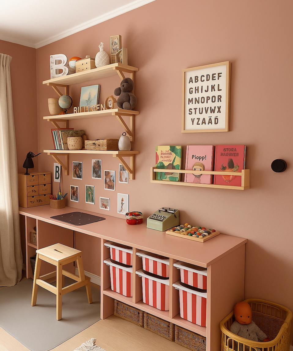 pink and red stripe trofast sticker