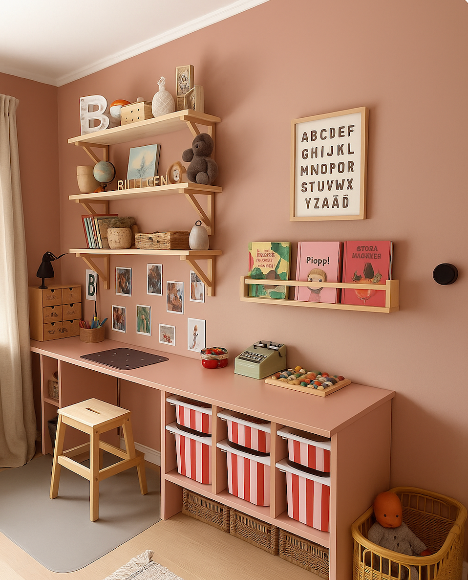 pink and red stripe trofast sticker