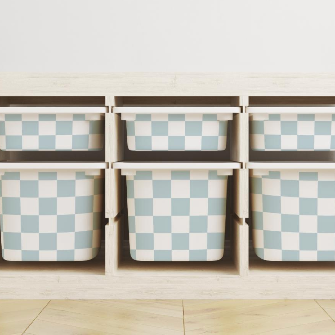 Light Blue Checkerboard decal bundle for IKEA Trofast tub – Toddle & Play