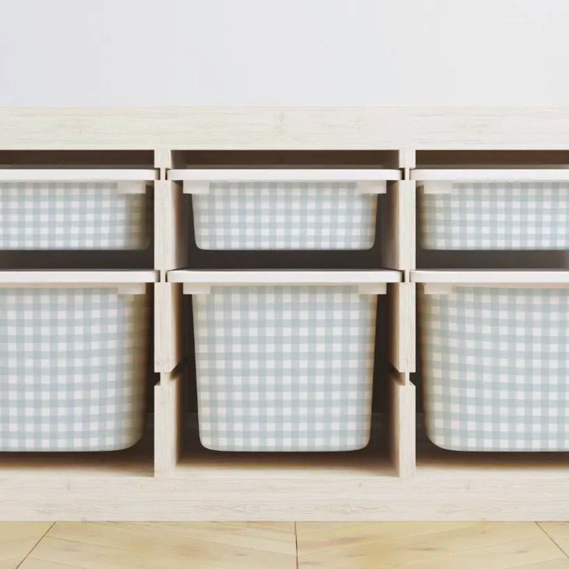 Gingham Duck Egg Blue IKEA Trofast tub stickers