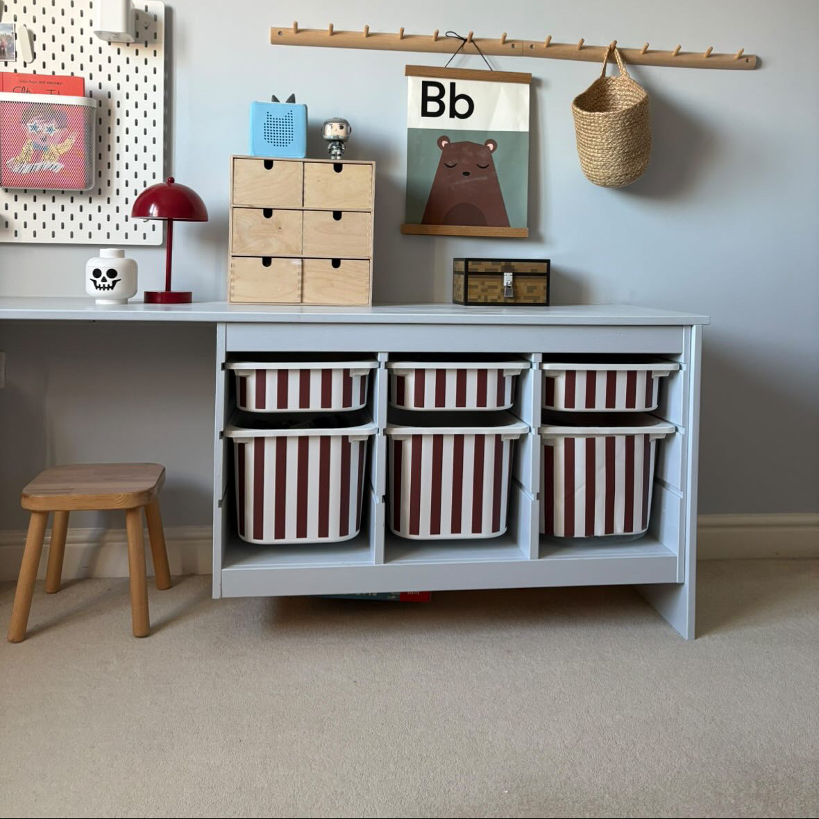 burgundy stripe  ikea Trofast decal