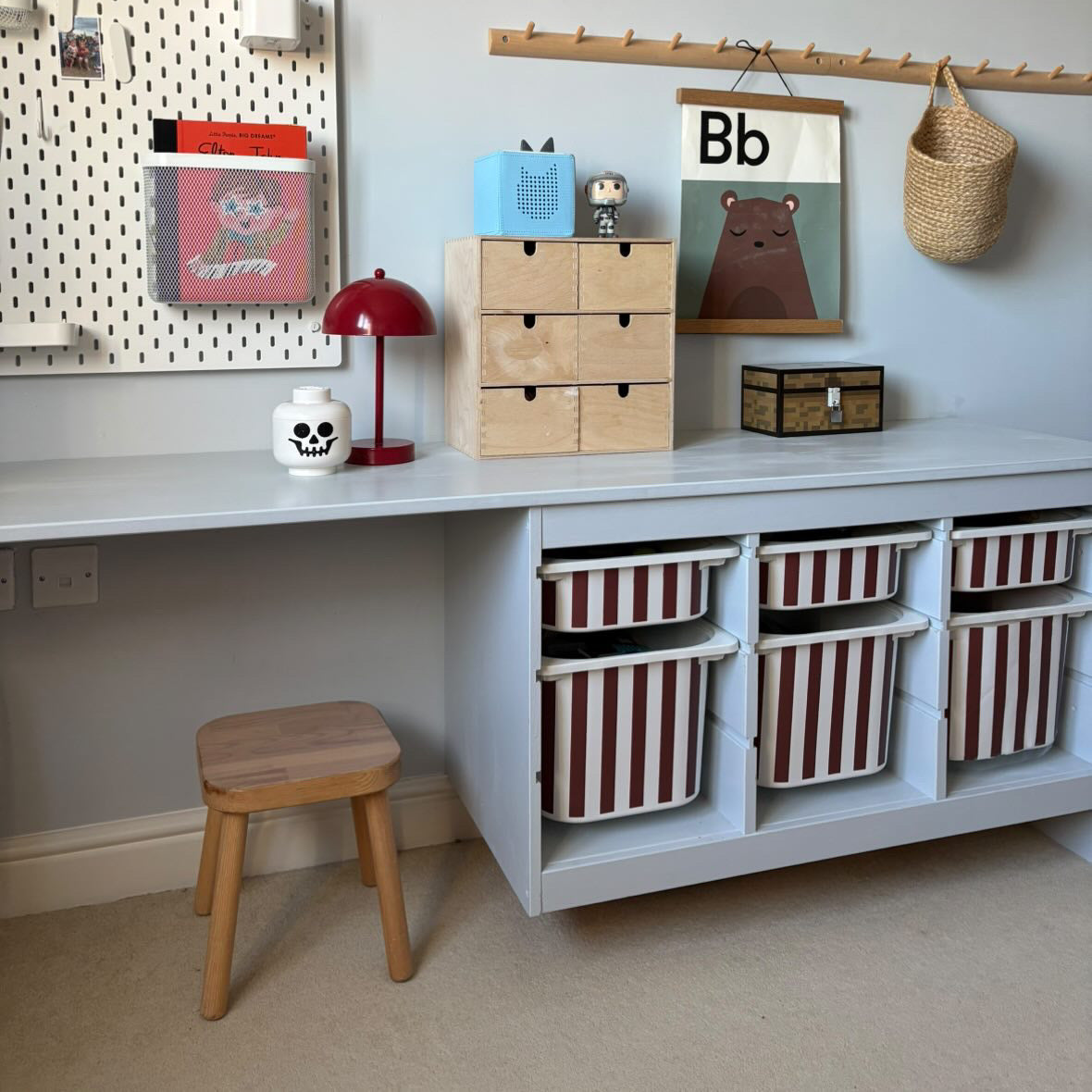 burgundy stripe  ikea Trofast hack