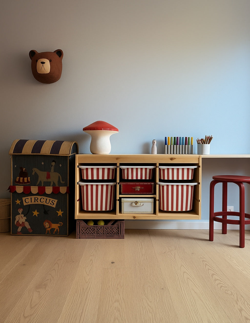 Trofast sticker in wine stripe colour