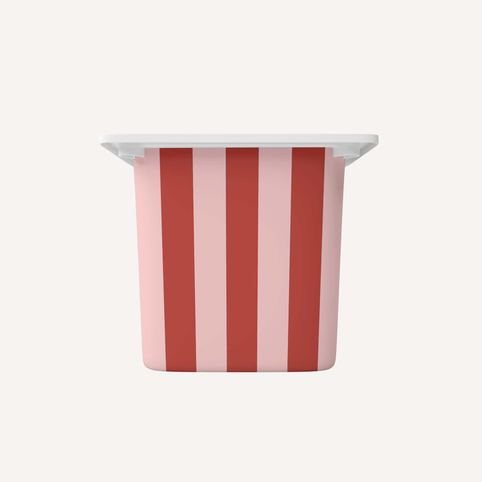 Pink and red stripe Trofast sticker on IKEA Trofast storage bin