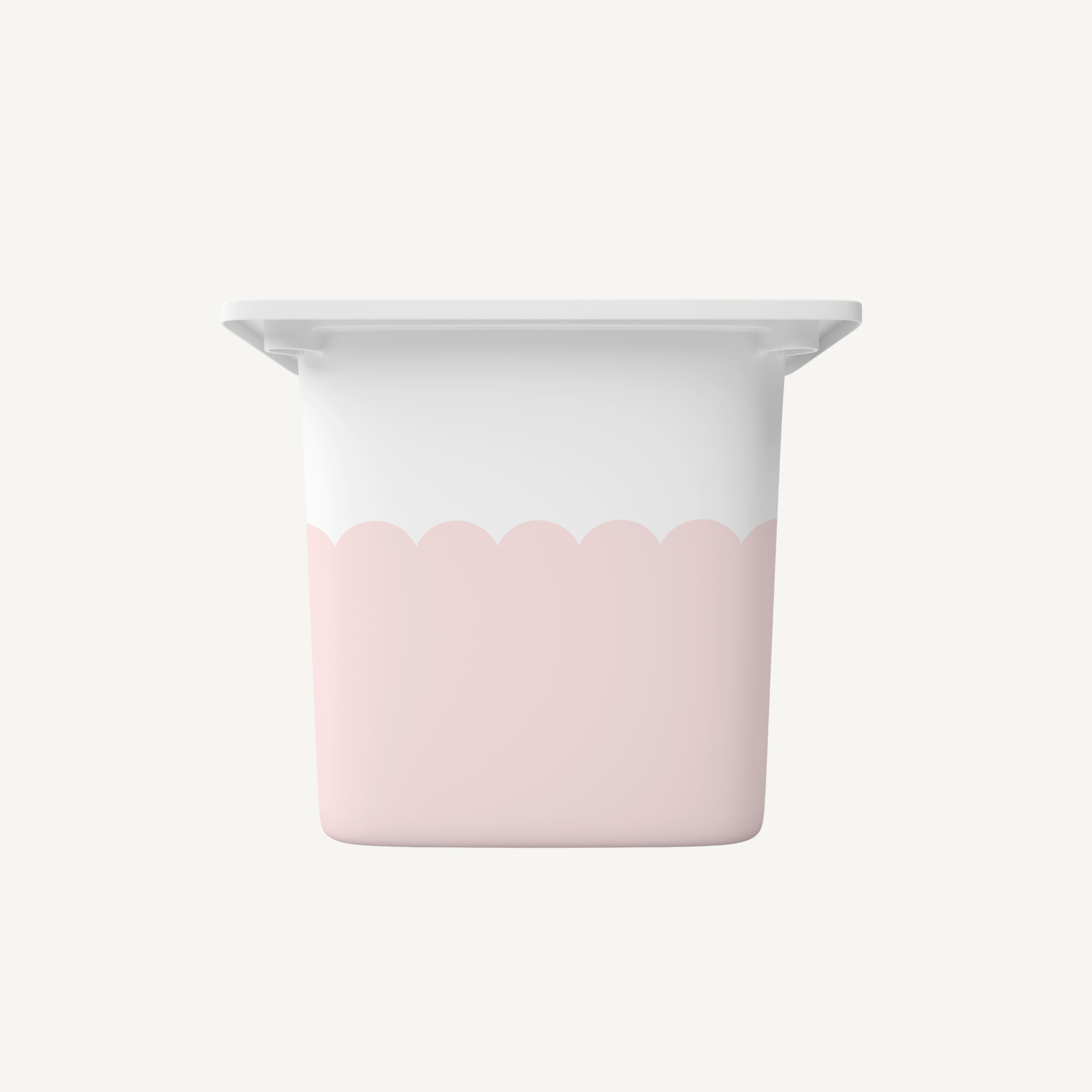 IKEA Trofast tub with a pink scallop sticker