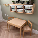 Latt table with decal