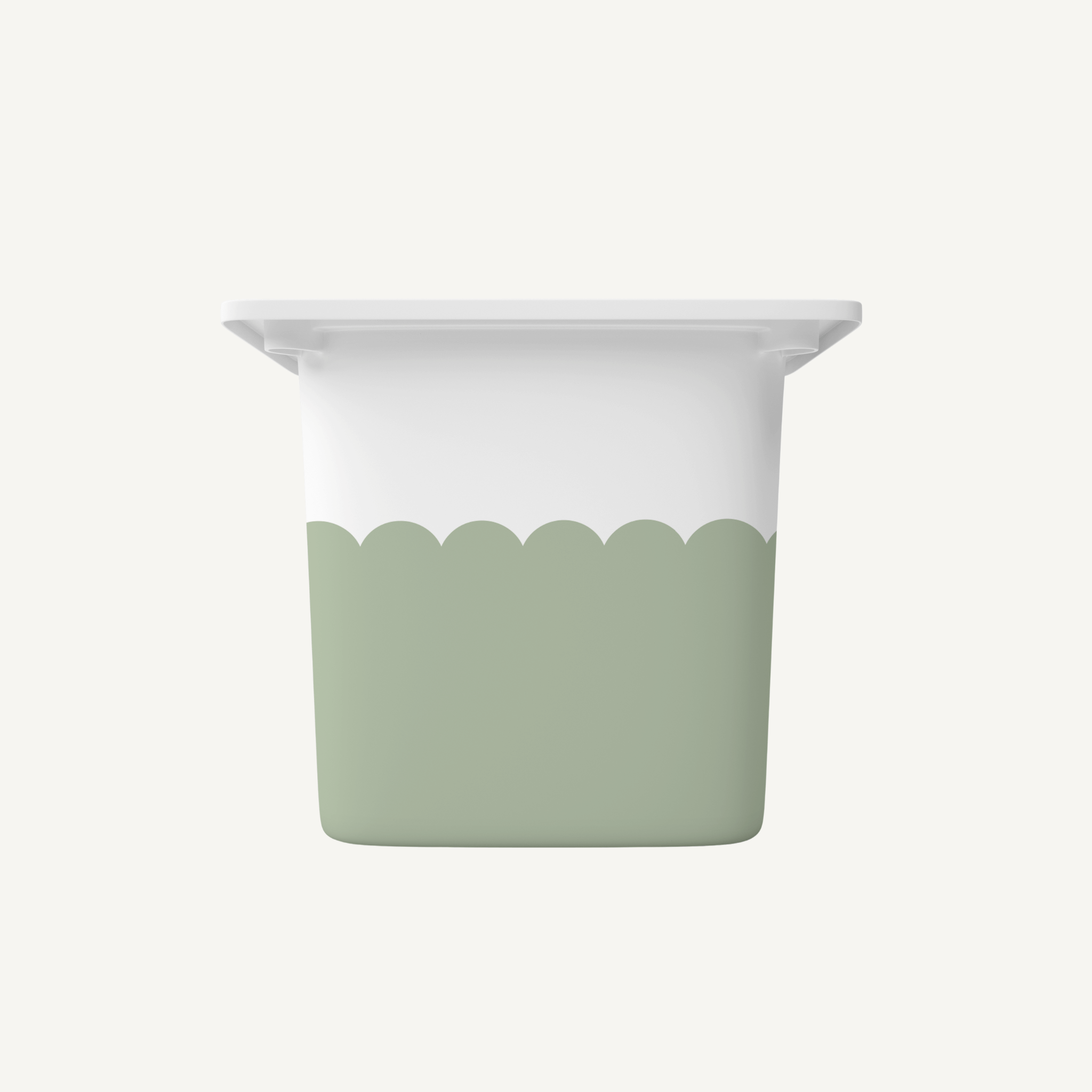 IKEA Trofast tub with a sage scallop decal 
