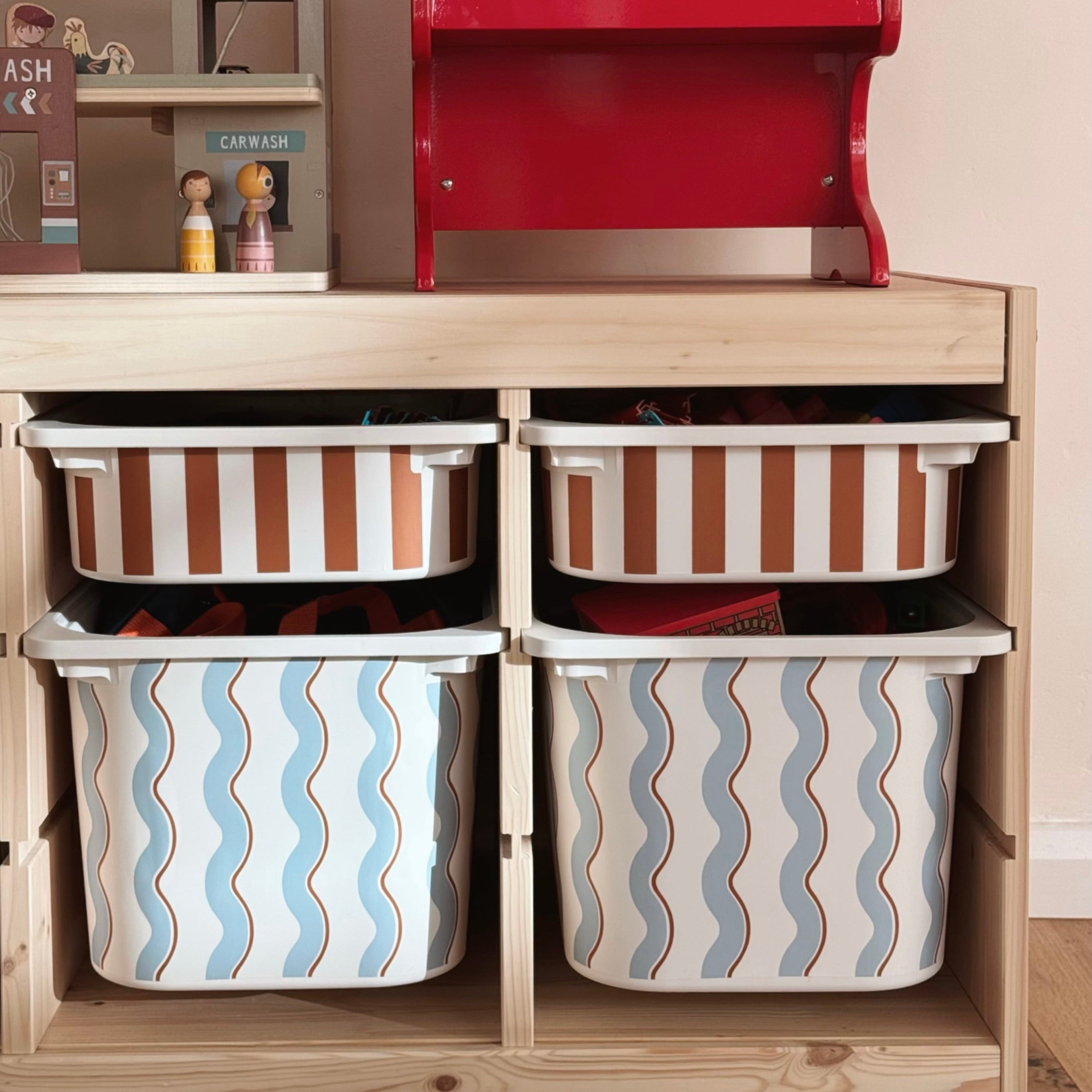 Wavy blue stripe ikea trofast sticker