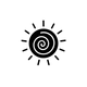 Black and white logo with circular design and text