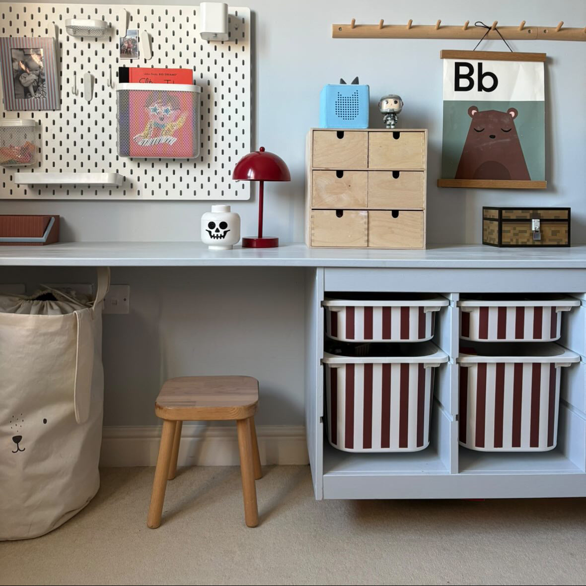 burgundy stripe  ikea Trofast decal