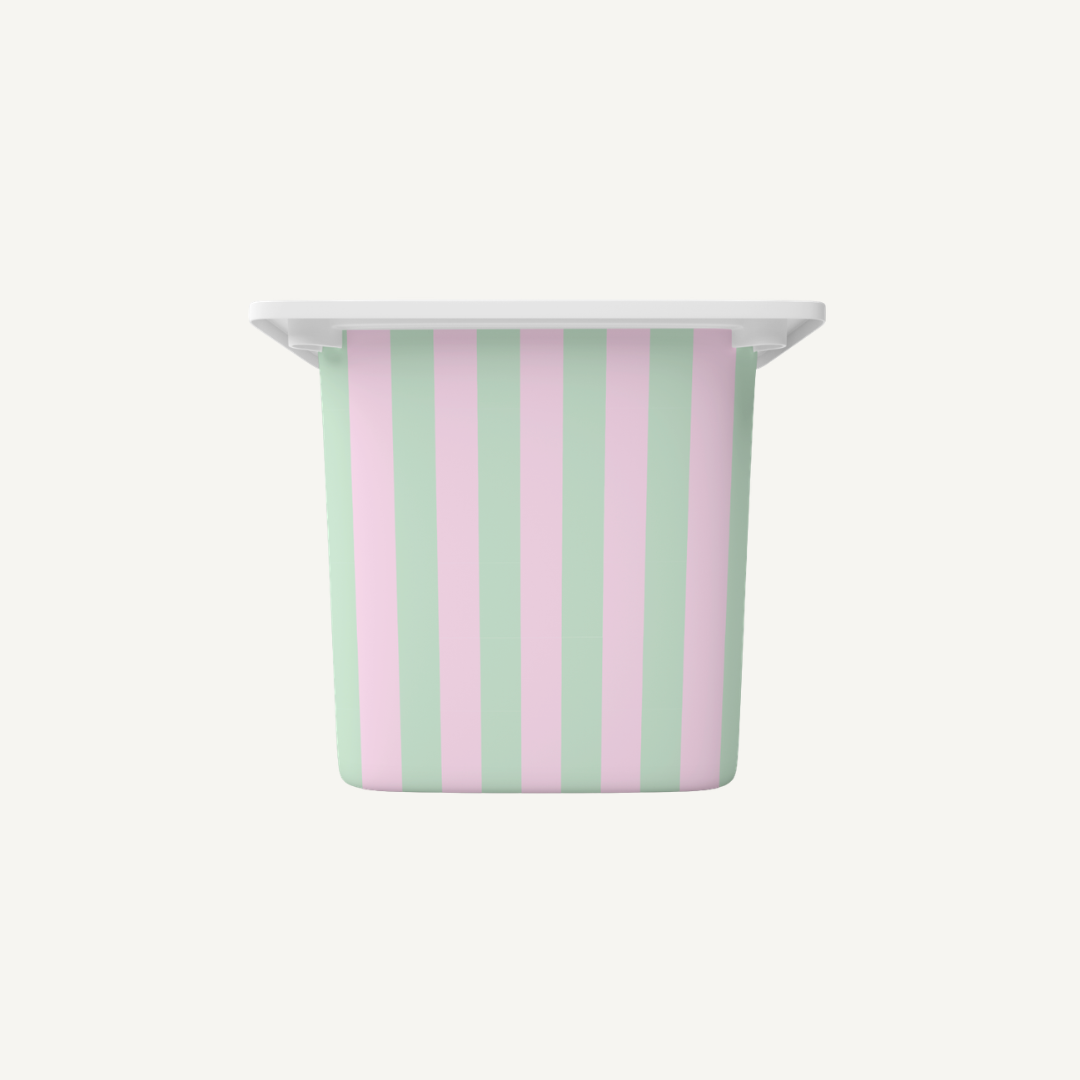 pink and green stripe ikea trofast sticker tub