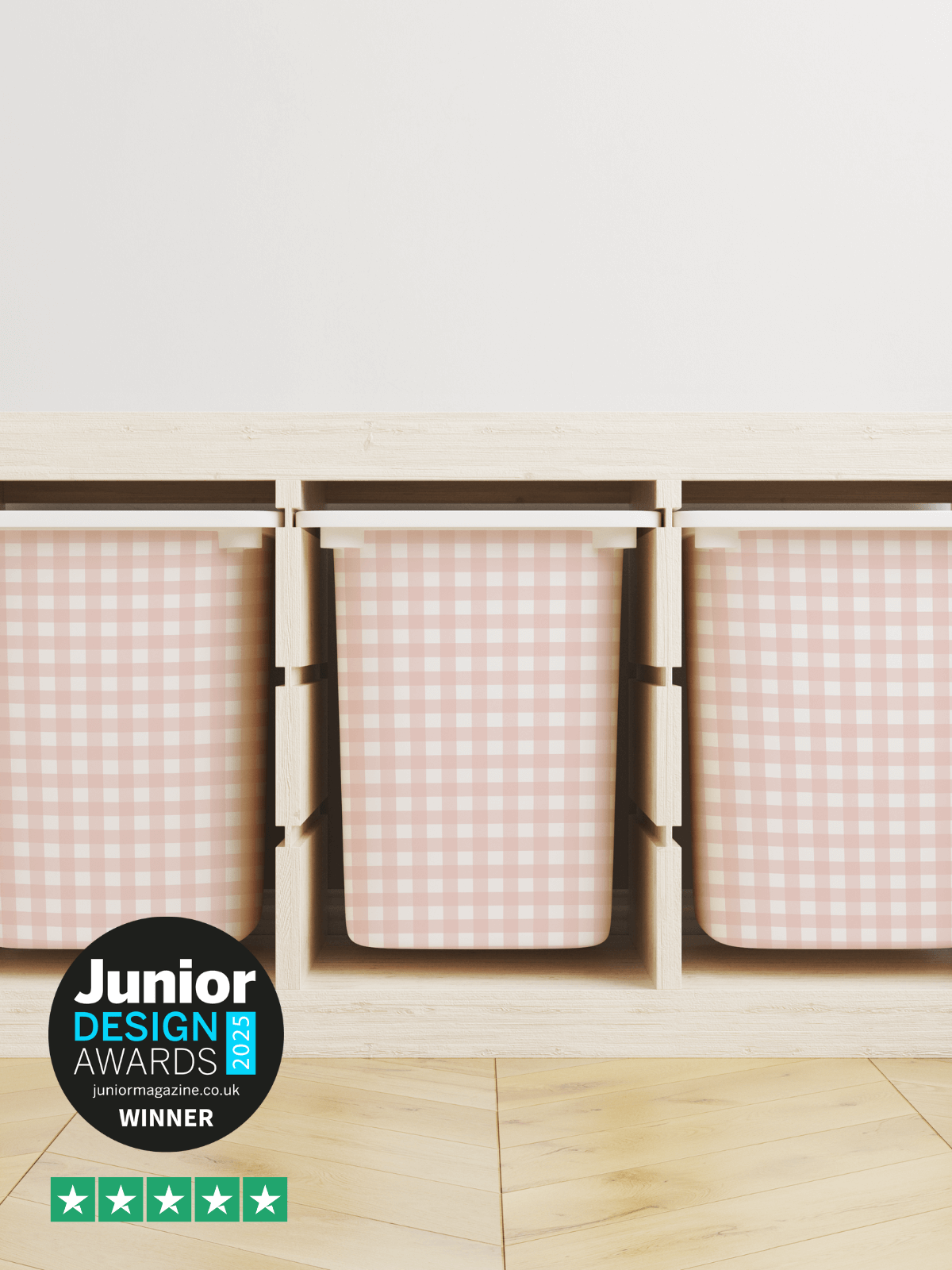 pink gingham IKEA Trofast sticker 